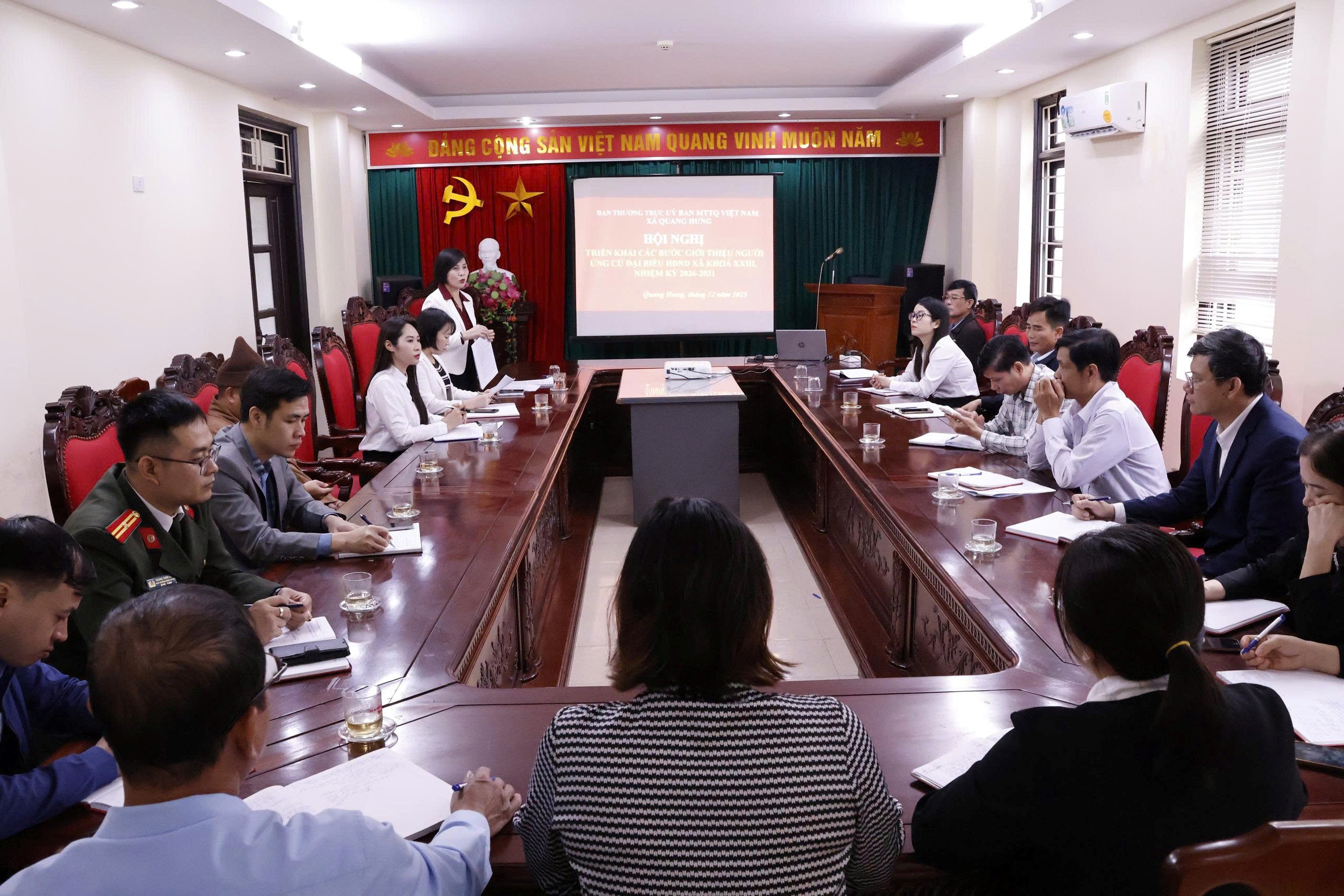 Ủy ban MTTQ xã tổ chức hội nghị triển khai các bước giới thiệu người ứng cử đại biểu HĐND xã khóa XXIII