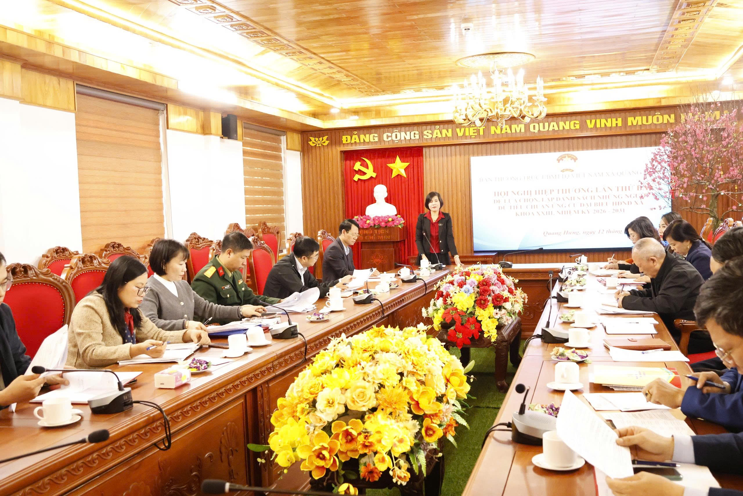 Hội nghị hiệp thương lần thứ ba thảo luận, lựa chọn, lập danh sách những người đủ tiêu chuẩn ứng cử đại biểu Hội đồng nhân dân xã khóa XXIII, nhiệm kỳ 2026-2031