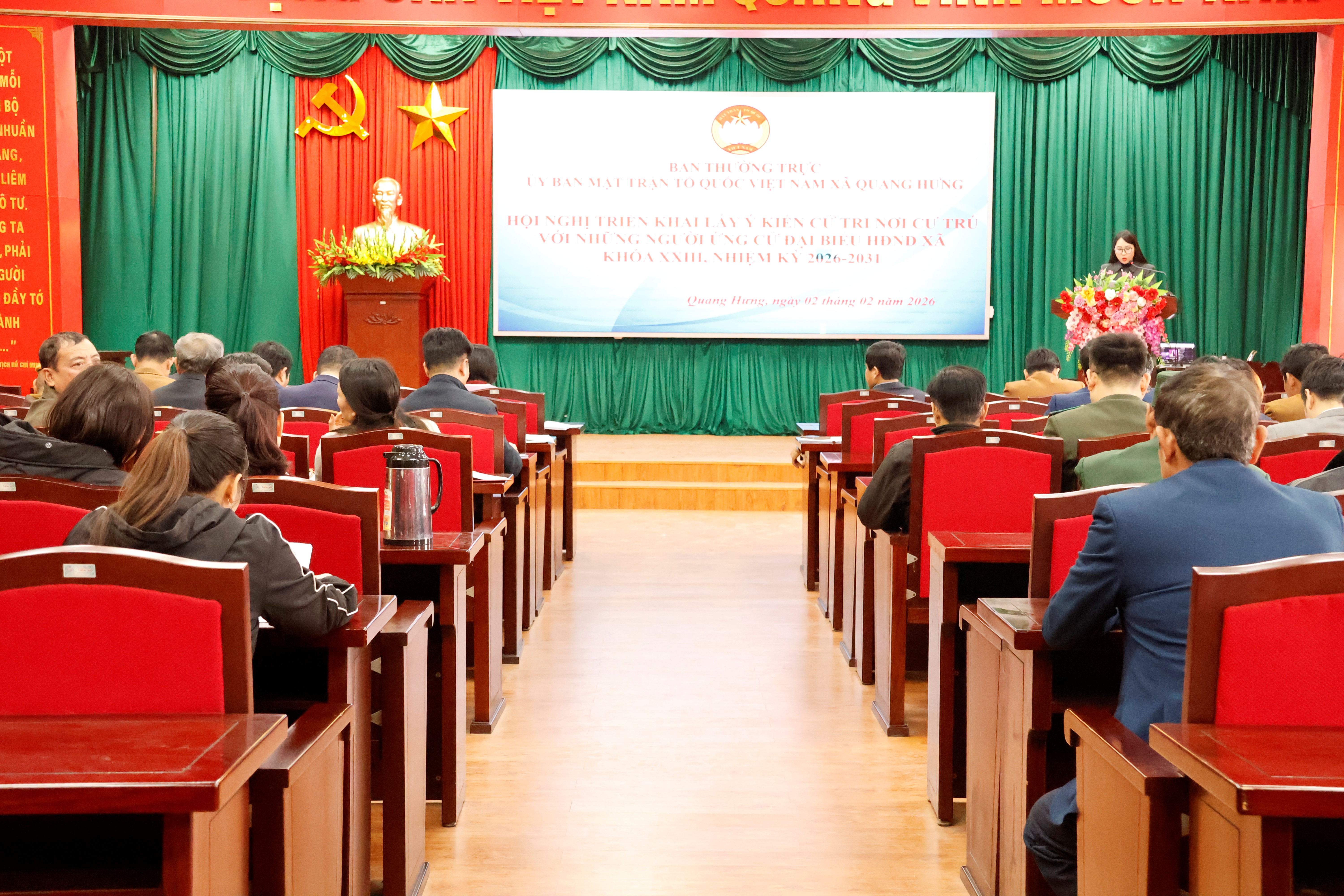 Hội nghị triển khai việc lấy ý kiến nhận xét và tín nhiệm của cử tri nơi cư trú đối với những người ứng cử đại biểu Hội đồng nhân dân xã khóa XXIII, nhiệm kỳ 2026 – 2031