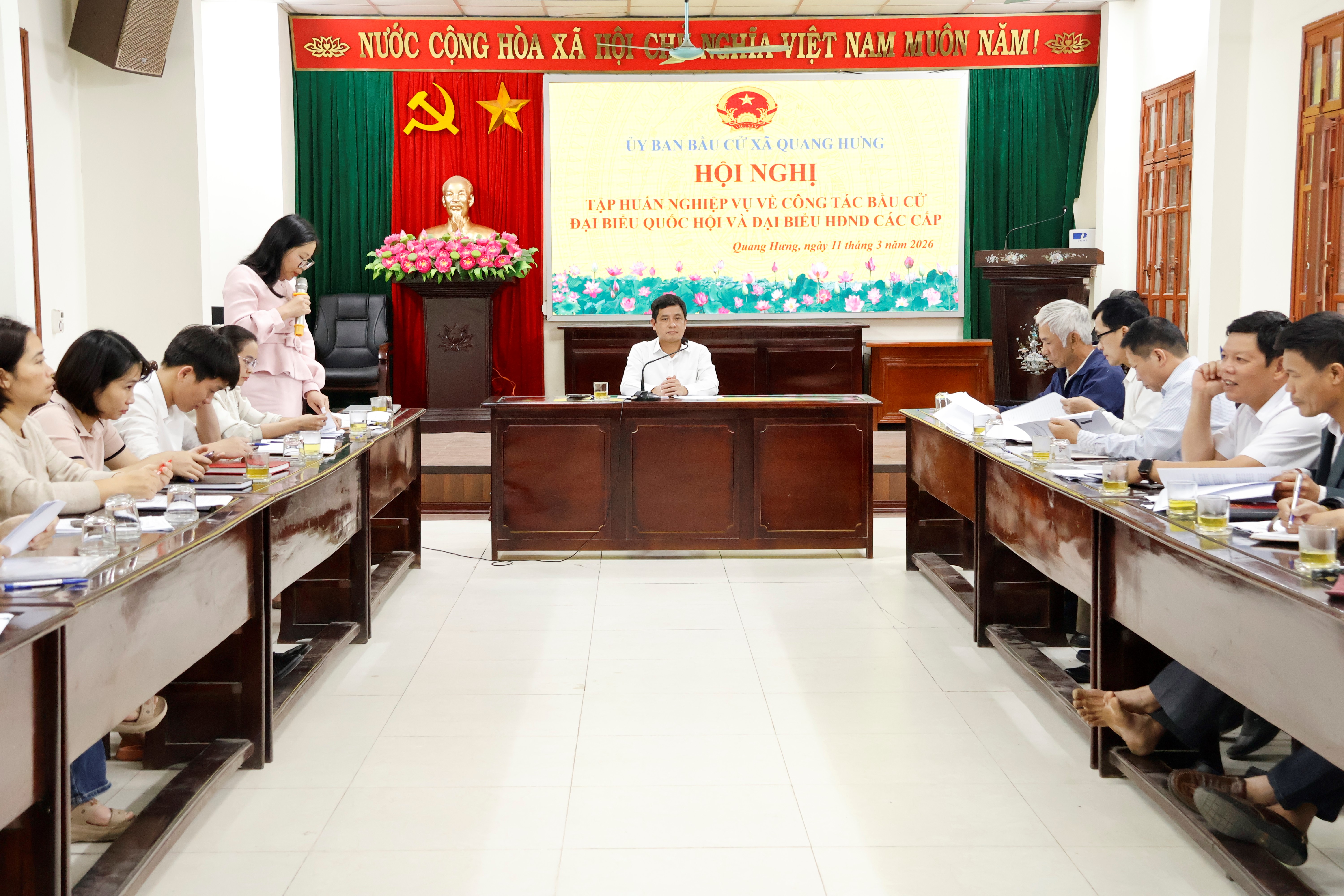 Xã Quang Hưng tổ chức hội nghị tập huấn nghiệp vụ công tác bầu cử